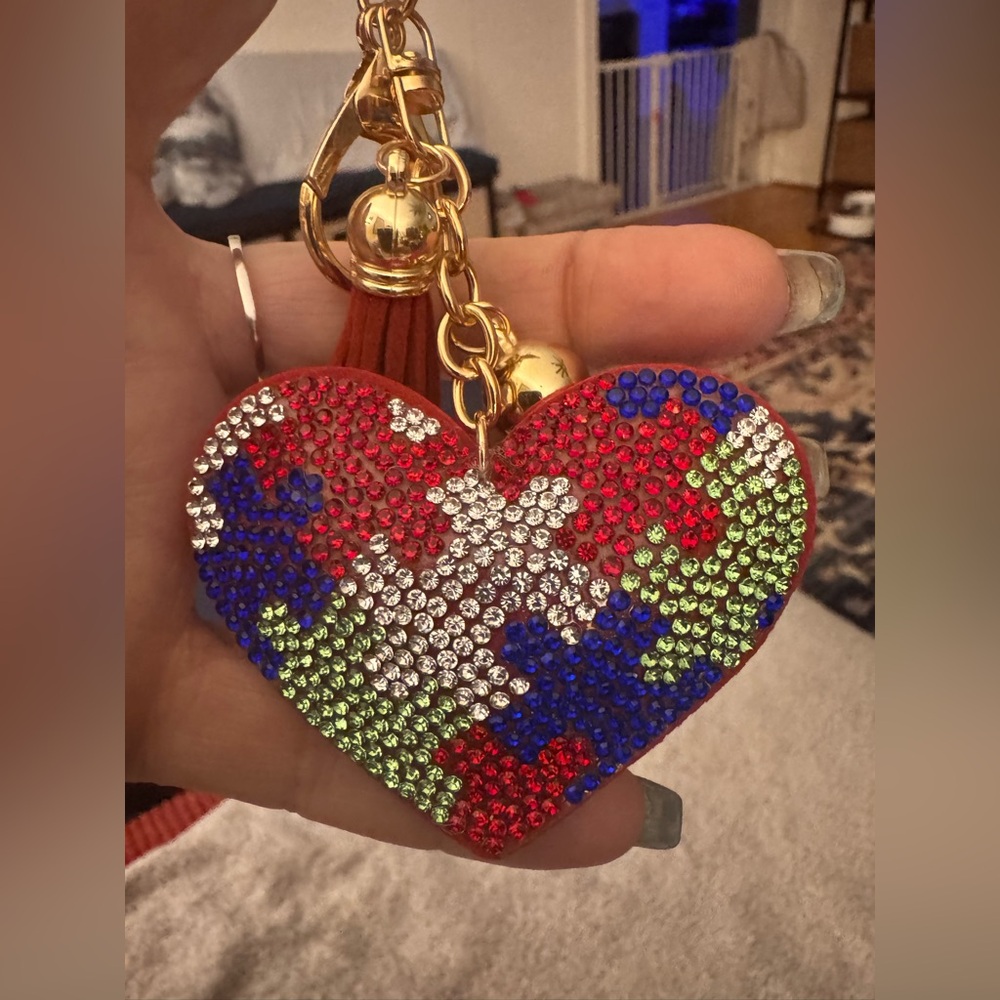 Autism Awareness Heart Rhinestone Keychain